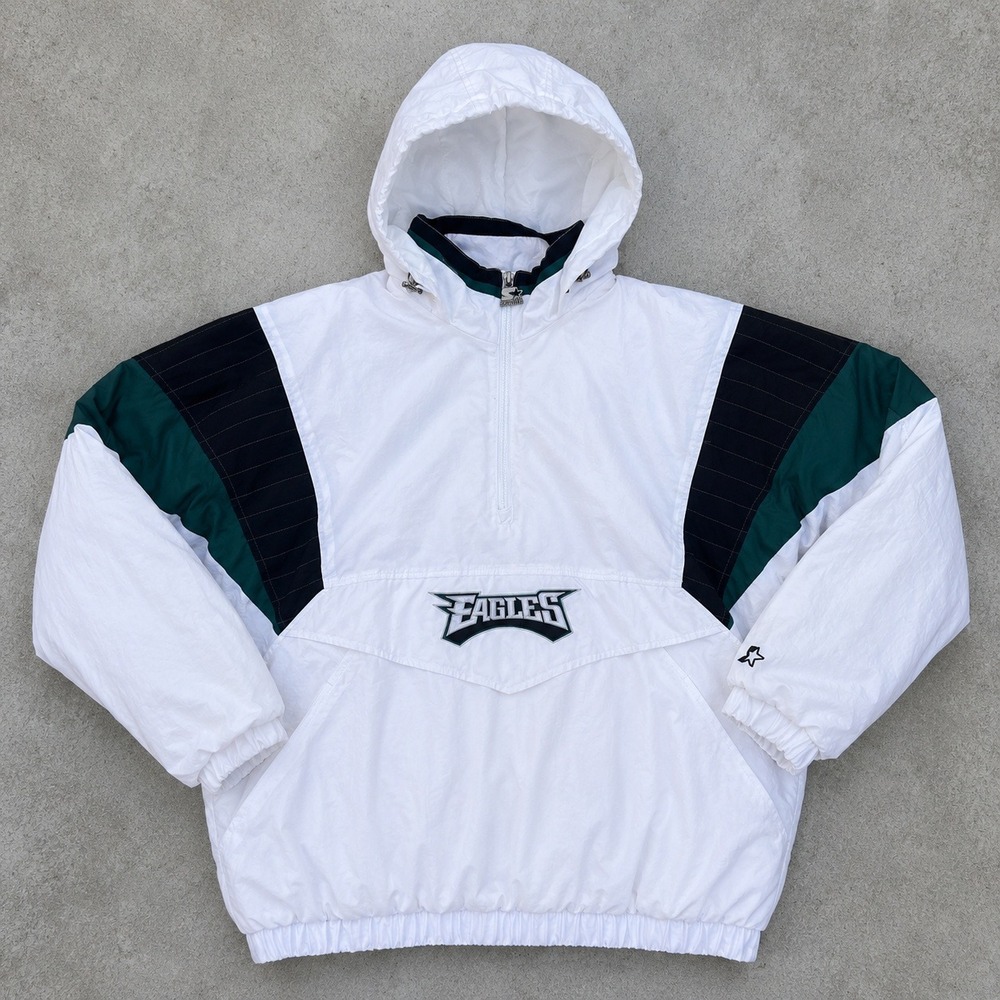 Starter Philadelphia Eagles Jacket XXL White Vintage 90s Puffer Anorak Pullover